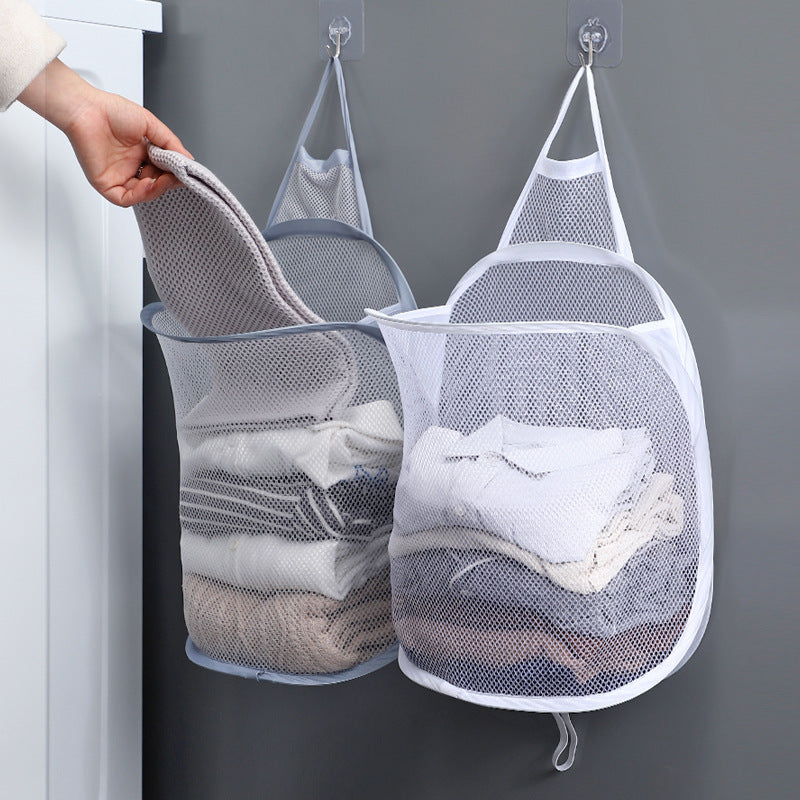 Foldable Laundry Basket with Hanger – Wall-Mounted Dirty Clothes Hamper for Bathroom & Bedroom, Space-Saving Storage Bag