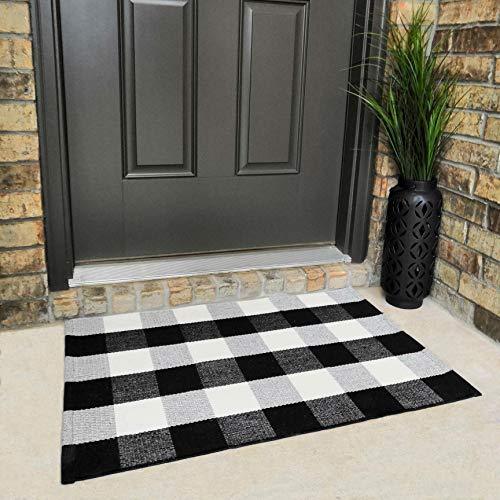 Cotton Buffalo Plaid Rugs – Classic Farmhouse Style Checkered Rugs for Entryway, Kitchen & Living Room