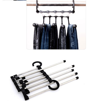 5-in-1 Wardrobe Hanger – Stainless Steel Multi-Functional Clothes & Pants Organizer