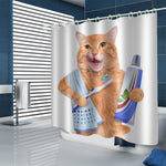 Waterproof Polyester Shower Curtain – Modern Cute Cat Design Bathroom Curtain for Home & Kids