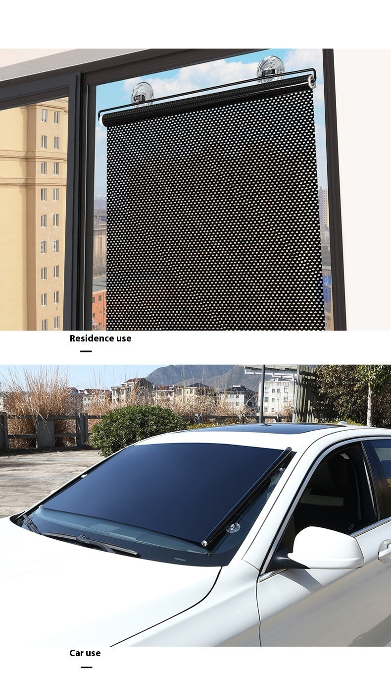 Household Window Sun Protection Shutter – Punch-Free Shading for Balcony, Home & Car | PVC Roll-Up with Suction Cups