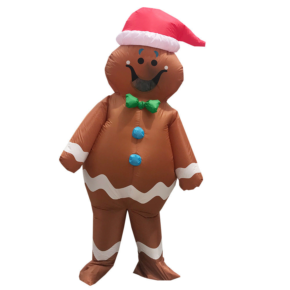 Christmas Eve Gingerbread Man Costume – Adult Cloth Cartoon Doll Outfit for Holiday Decoration & Party