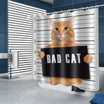 Waterproof Polyester Shower Curtain – Modern Cute Cat Design Bathroom Curtain for Home & Kids