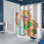 Waterproof Polyester Shower Curtain – Modern Cute Cat Design Bathroom Curtain for Home & Kids