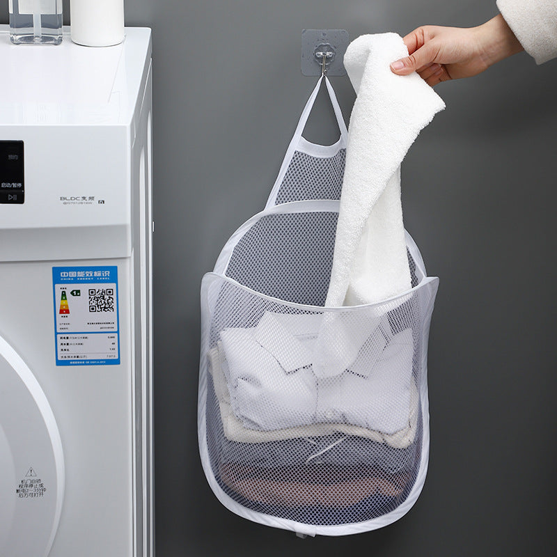 Foldable Laundry Basket with Hanger – Wall-Mounted Dirty Clothes Hamper for Bathroom & Bedroom, Space-Saving Storage Bag