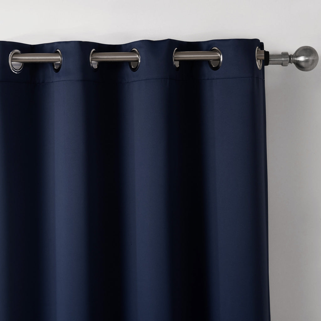 Dark Blue Blackout Curtains – Modern Printed Room Darkening Drapes for Bedroom & Living Room