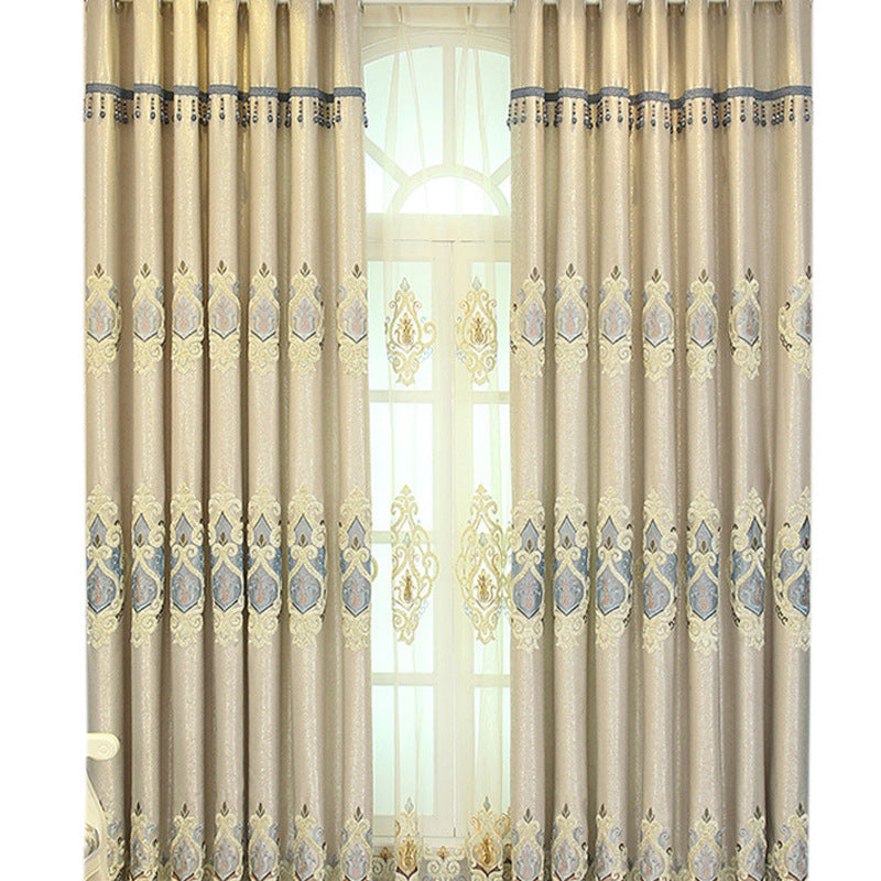 Luxury European Embroidery Curtains – High Sunshade Cotton Drapes for Living Room & Bedroom Decor