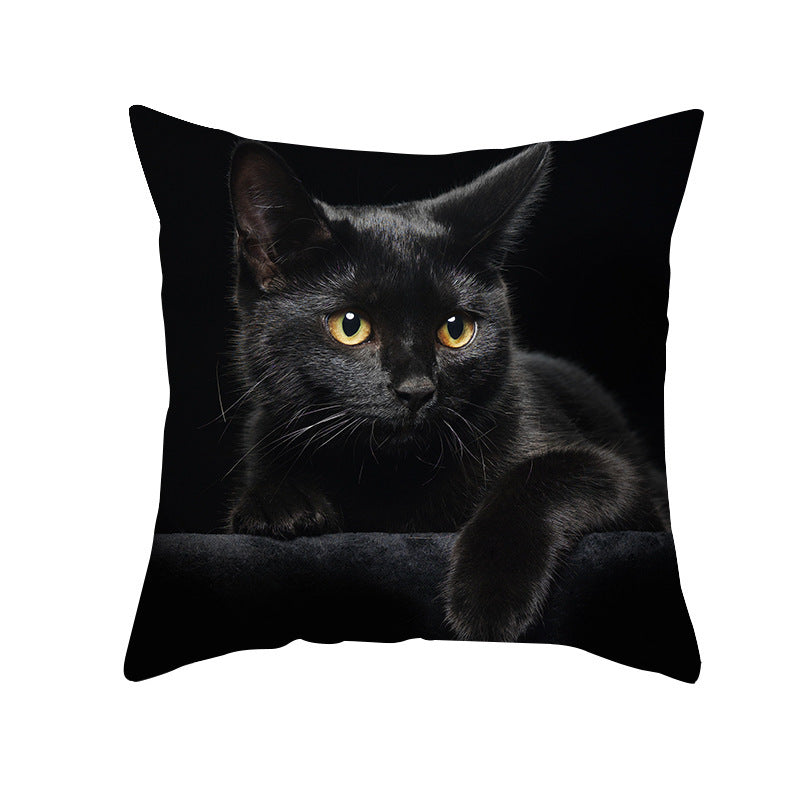 Black Cat Christmas Cushion Covers – 45x45cm Pillow Covers, Festive Cat Print Decorative Pillowcases for Sofa & Home Decor