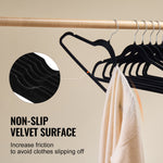 VEVOR Velvet Hangers 50 Pack – Black Non-Slip Clothes Hangers with 360° Swivel Hook, Slim Space-Saving Design