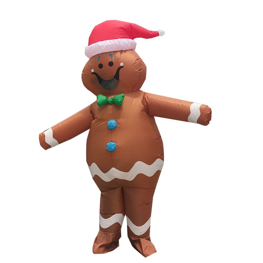 Christmas Eve Gingerbread Man Costume – Adult Cloth Cartoon Doll Outfit for Holiday Decoration & Party