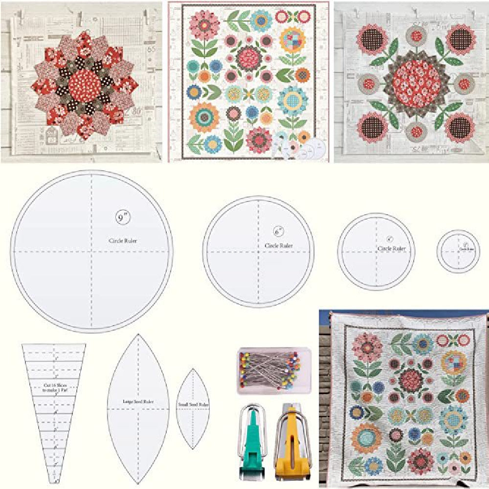 Sunflower Sewing Ruler DIY Craft Set – Acrylic Quilting Templates for Fabric Cutting, Patchwork & Sewing Projects