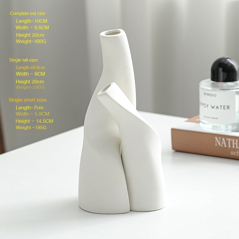 Nordic Ceramic Vases – Modern Double Shaped Decorative Vases for Home, Living Room & Office Décor
