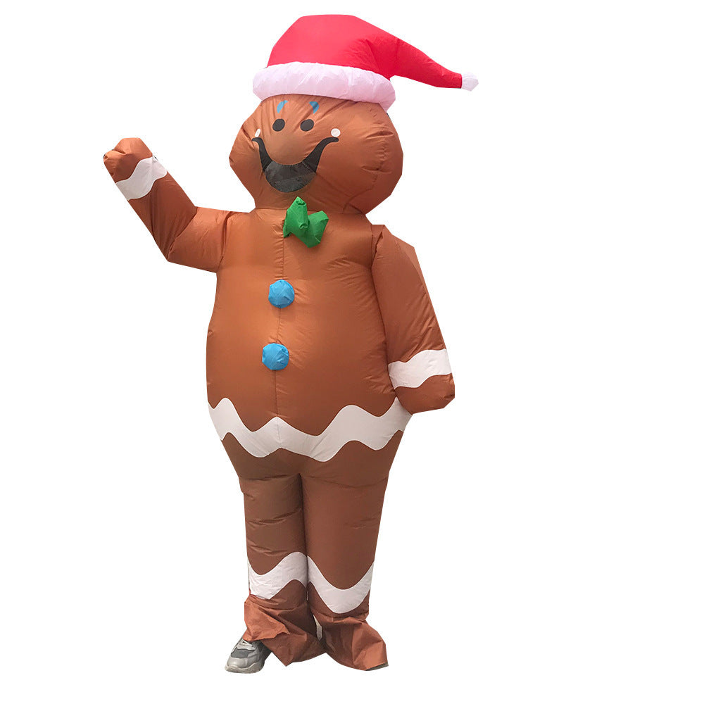 Christmas Eve Gingerbread Man Costume – Adult Cloth Cartoon Doll Outfit for Holiday Decoration & Party