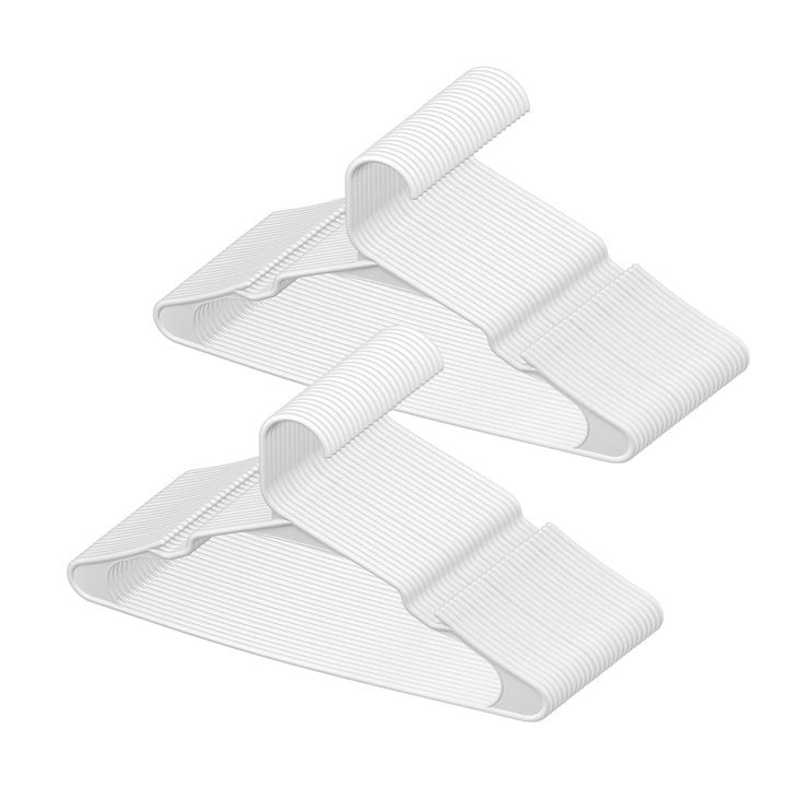VEVOR Ultra-Thin Plastic Hangers 50 Pack – White Non-Slip Space-Saving Clothes Hangers