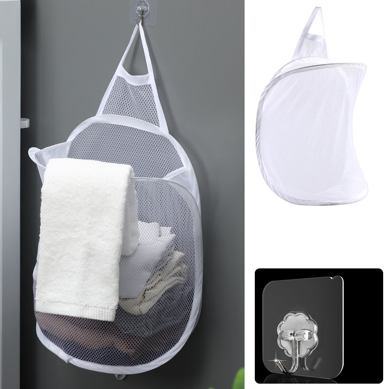 Foldable Laundry Basket with Hanger – Wall-Mounted Dirty Clothes Hamper for Bathroom & Bedroom, Space-Saving Storage Bag