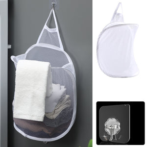 Foldable Laundry Basket with Hanger – Wall-Mounted Dirty Clothes Hamper for Bathroom & Bedroom, Space-Saving Storage Bag