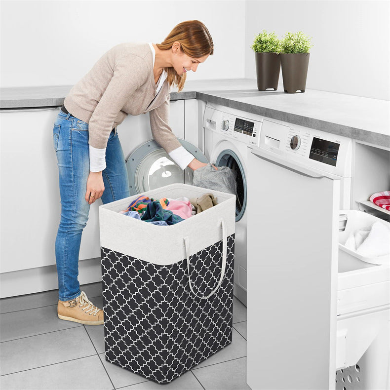 Cotton Cloth Laundry Basket with Long Handle – 40×30×60cm Modern Simple Hamper for Bathroom & Toilet Storage
