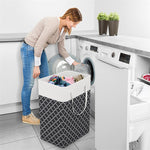 Cotton Cloth Laundry Basket with Long Handle – 40×30×60cm Modern Simple Hamper for Bathroom & Toilet Storage