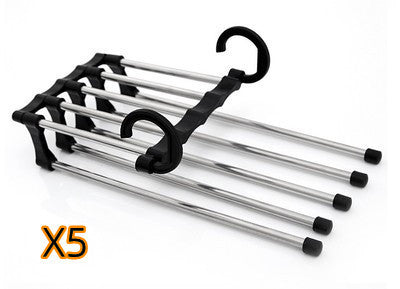 5-in-1 Wardrobe Hanger – Stainless Steel Multi-Functional Clothes & Pants Organizer