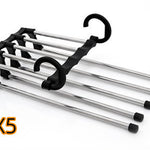 5-in-1 Wardrobe Hanger – Stainless Steel Multi-Functional Clothes & Pants Organizer