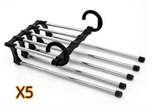 5-in-1 Wardrobe Hanger – Stainless Steel Multi-Functional Clothes & Pants Organizer