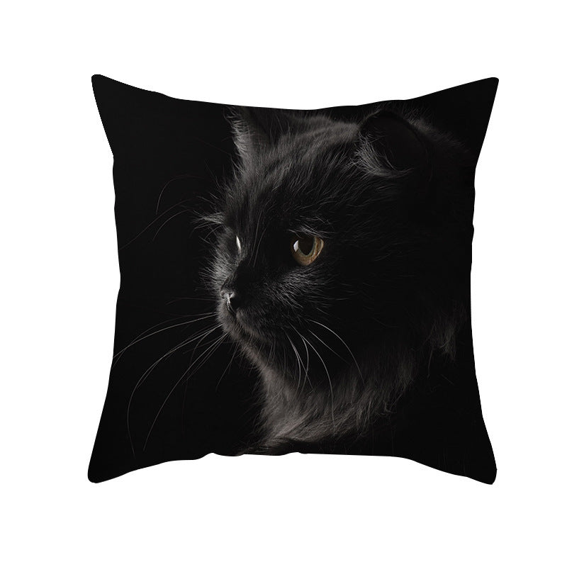 Black Cat Christmas Cushion Covers – 45x45cm Pillow Covers, Festive Cat Print Decorative Pillowcases for Sofa & Home Decor