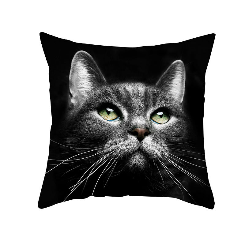 Black Cat Christmas Cushion Covers – 45x45cm Pillow Covers, Festive Cat Print Decorative Pillowcases for Sofa & Home Decor