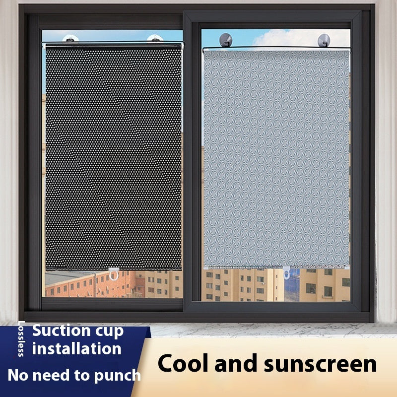Household Window Sun Protection Shutter – Punch-Free Shading for Balcony, Home & Car | PVC Roll-Up with Suction Cups
