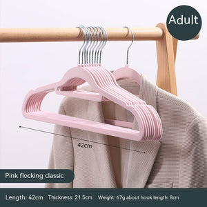 Flocked Non-Slip Coat Hangers – Space Saving Plastic Clothes Hangers for Home Wardrobe