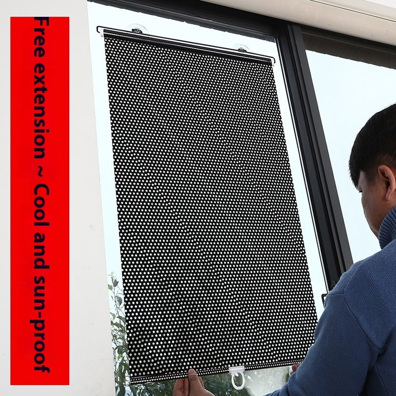 Household Window Sun Protection Shutter – Punch-Free Shading for Balcony, Home & Car | PVC Roll-Up with Suction Cups