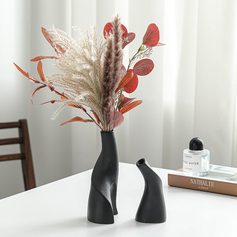 Nordic Ceramic Vases – Modern Double Shaped Decorative Vases for Home, Living Room & Office Décor