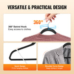 VEVOR Velvet Hangers 50 Pack – Black Non-Slip Clothes Hangers with 360° Swivel Hook, Slim Space-Saving Design