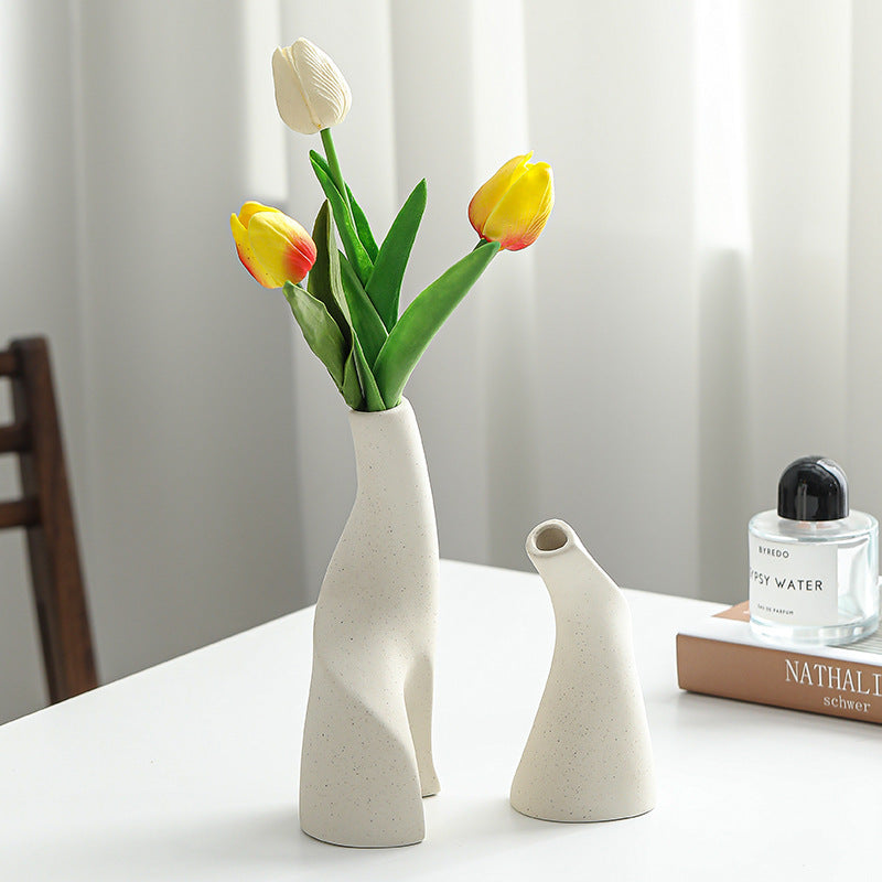 Nordic Ceramic Vases – Modern Double Shaped Decorative Vases for Home, Living Room & Office Décor