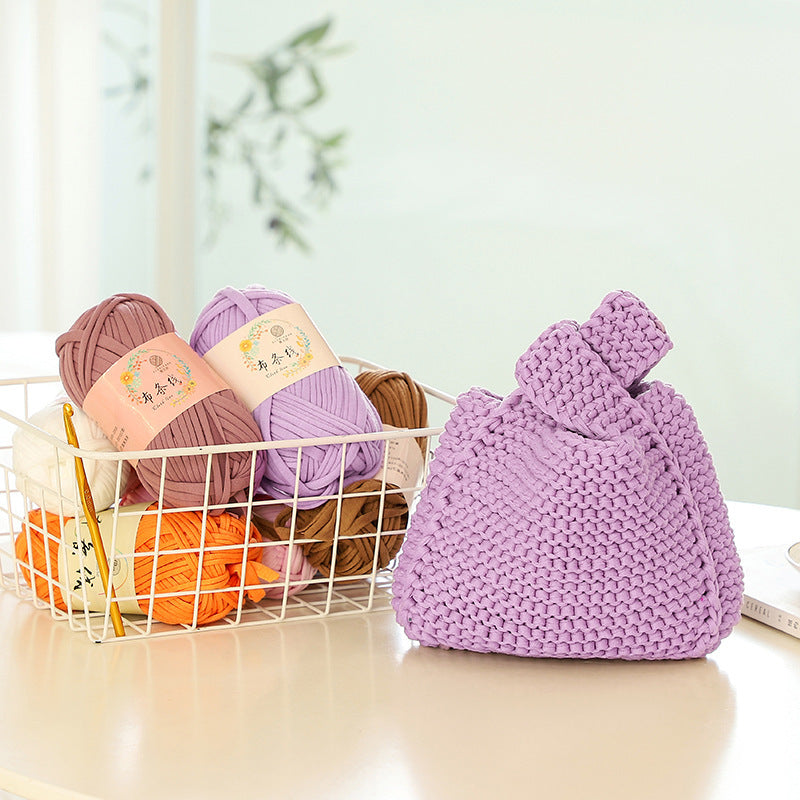 Fabric Thread DIY Woven Handbag Kit – Handmade Knitting Material Bag with Crochet Hooks & Sewing Accessories