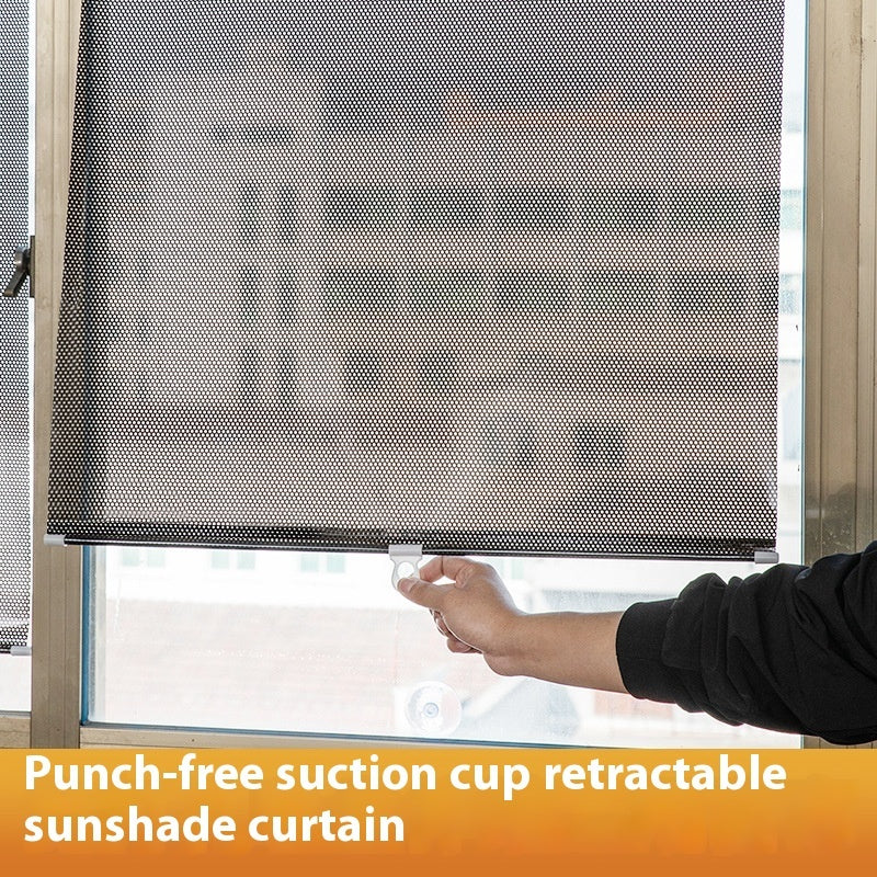 Household Window Sun Protection Shutter – Punch-Free Shading for Balcony, Home & Car | PVC Roll-Up with Suction Cups