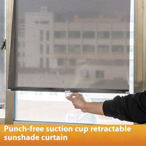 Household Window Sun Protection Shutter – Punch-Free Shading for Balcony, Home & Car | PVC Roll-Up with Suction Cups
