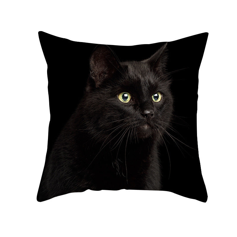 Black Cat Christmas Cushion Covers – 45x45cm Pillow Covers, Festive Cat Print Decorative Pillowcases for Sofa & Home Decor