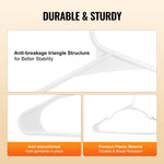 VEVOR Ultra-Thin Plastic Hangers 50 Pack – White Non-Slip Space-Saving Clothes Hangers