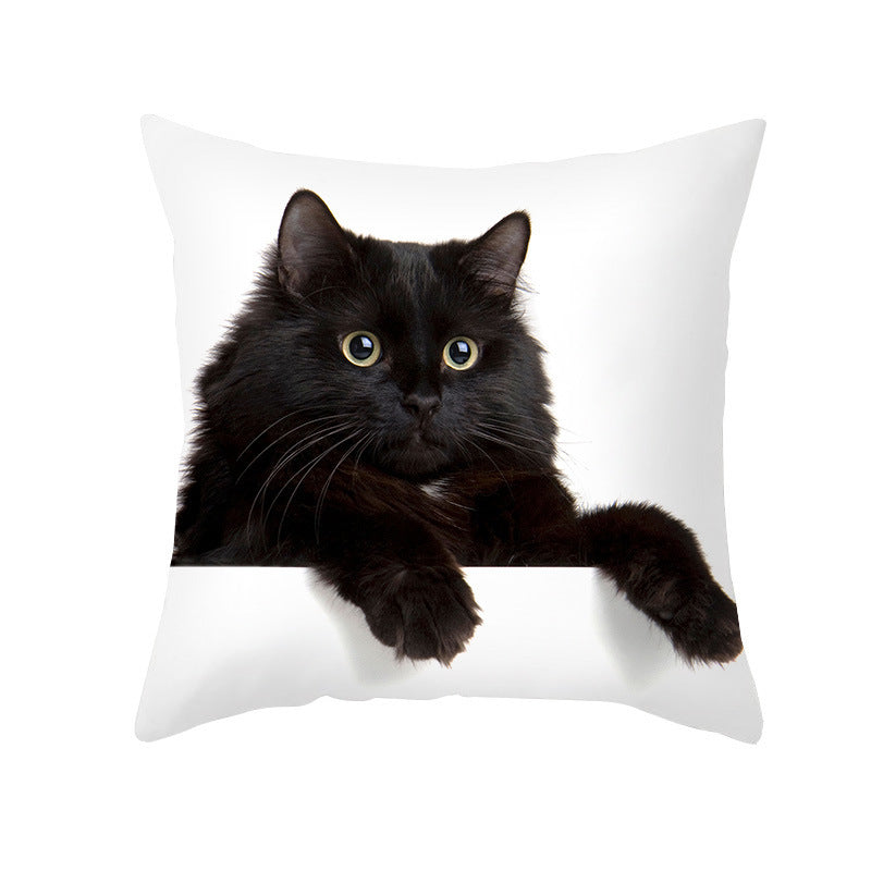 Black Cat Christmas Cushion Covers – 45x45cm Pillow Covers, Festive Cat Print Decorative Pillowcases for Sofa & Home Decor