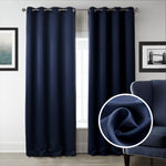 Dark Blue Blackout Curtains – Modern Printed Room Darkening Drapes for Bedroom & Living Room