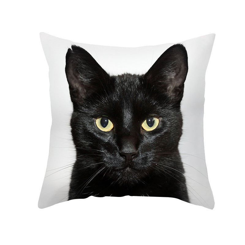 Black Cat Christmas Cushion Covers – 45x45cm Pillow Covers, Festive Cat Print Decorative Pillowcases for Sofa & Home Decor