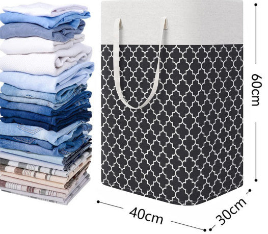 Cotton Cloth Laundry Basket with Long Handle – 40×30×60cm Modern Simple Hamper for Bathroom & Toilet Storage