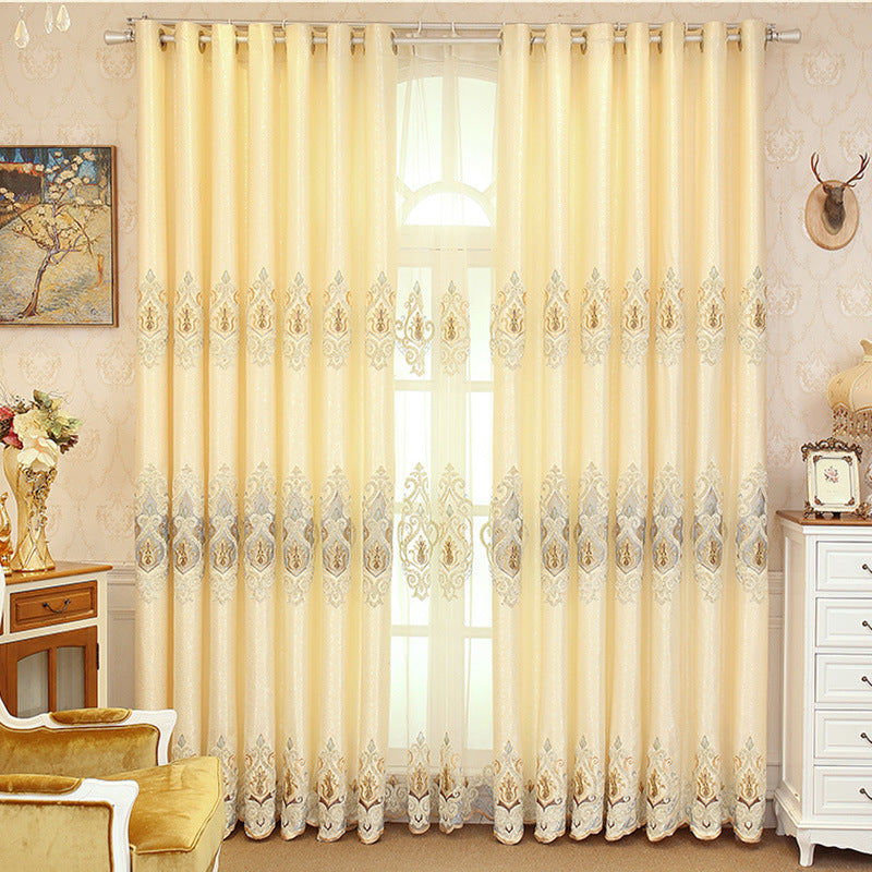 Luxury European Embroidery Curtains – High Sunshade Cotton Drapes for Living Room & Bedroom Decor