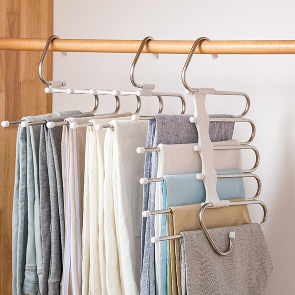 5-in-1 Wardrobe Hanger – Stainless Steel Multi-Functional Clothes & Pants Organizer