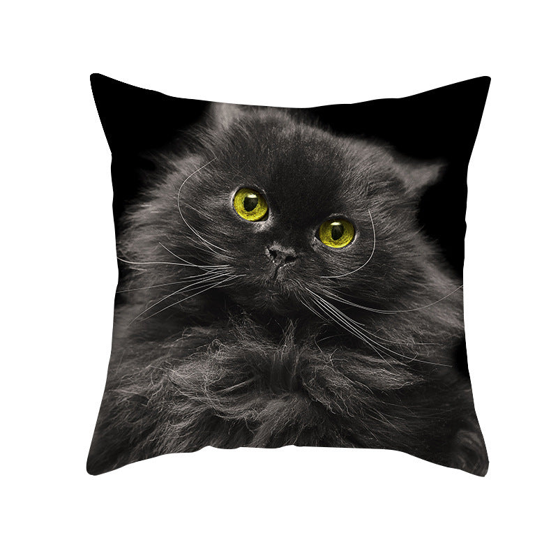 Black Cat Christmas Cushion Covers – 45x45cm Pillow Covers, Festive Cat Print Decorative Pillowcases for Sofa & Home Decor