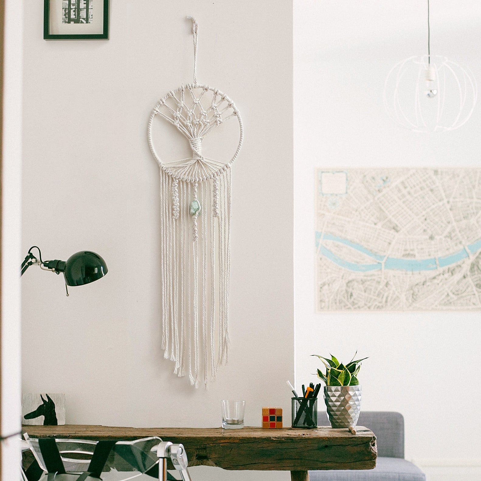 Handmade Dream Catcher Tree Tapestry – Boho Cotton Rope Wall Hanging for Home Décor