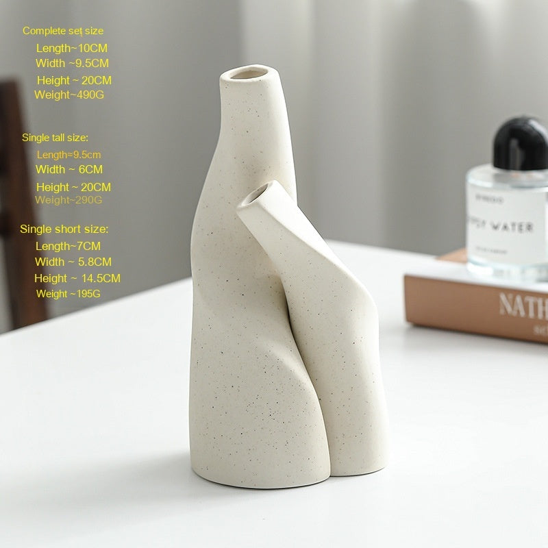 Nordic Ceramic Vases – Modern Double Shaped Decorative Vases for Home, Living Room & Office Décor
