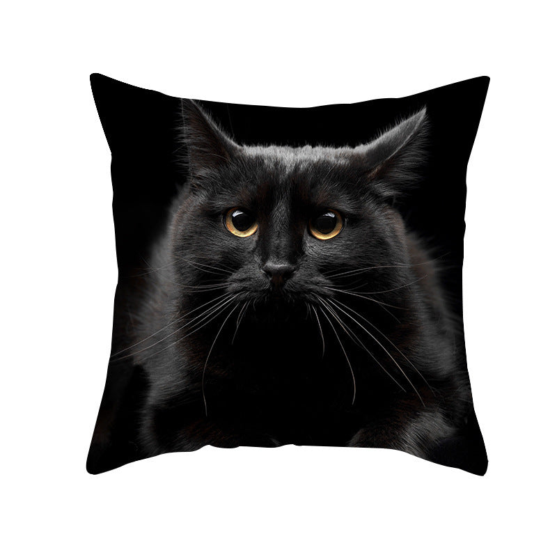 Black Cat Christmas Cushion Covers – 45x45cm Pillow Covers, Festive Cat Print Decorative Pillowcases for Sofa & Home Decor