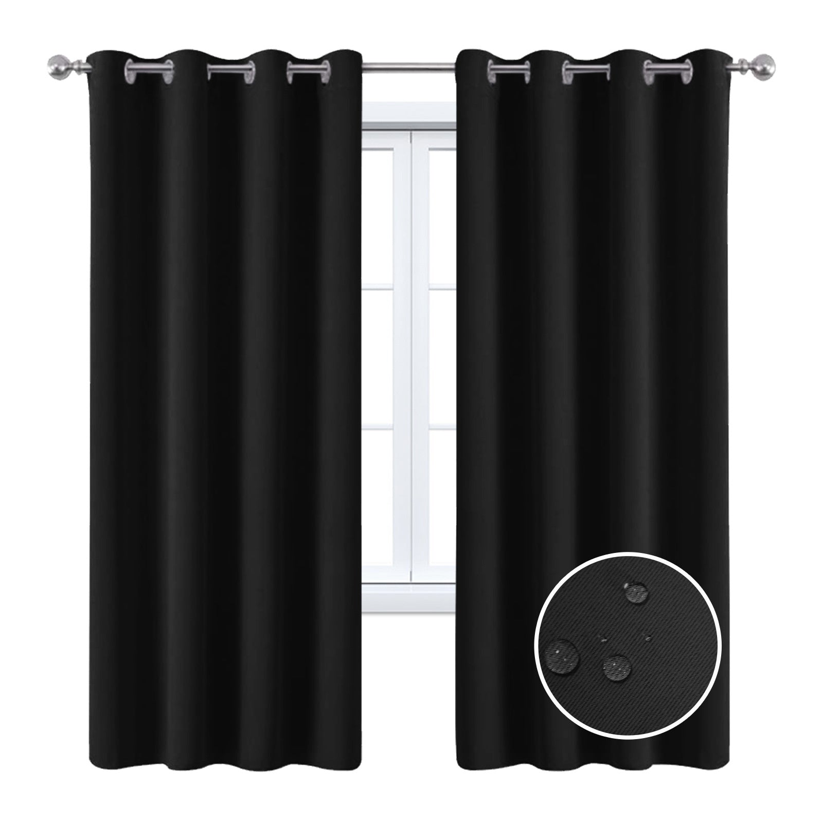 Full Blackout Curtains with Black Lining – Modern Polyester Shading Drapes for Bedroom & Living Room