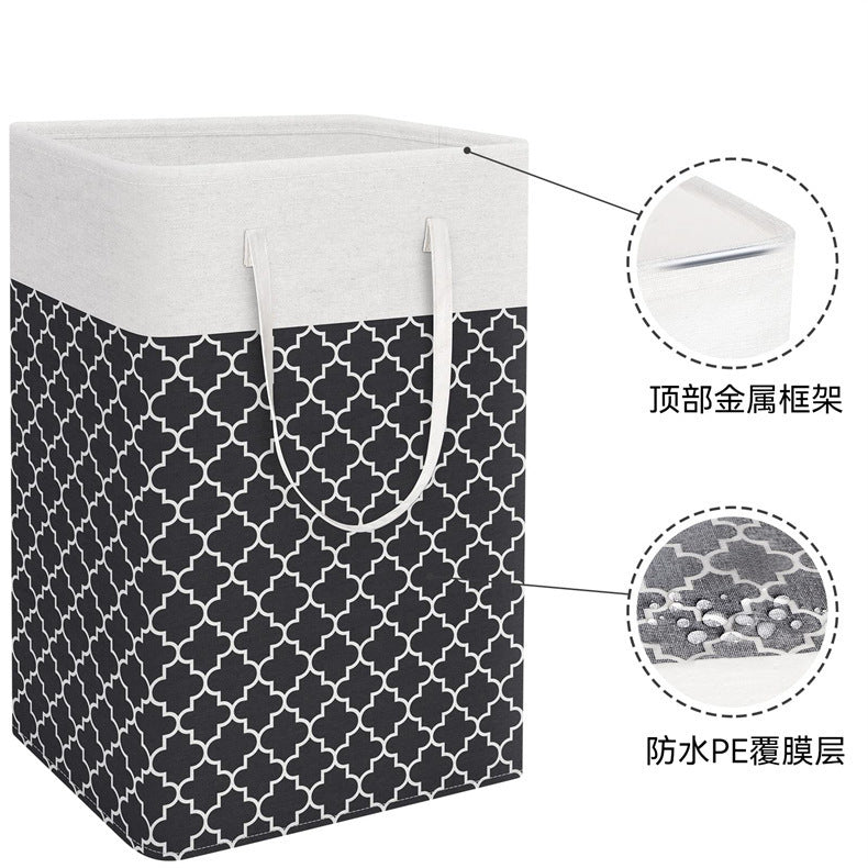 Cotton Cloth Laundry Basket with Long Handle – 40×30×60cm Modern Simple Hamper for Bathroom & Toilet Storage